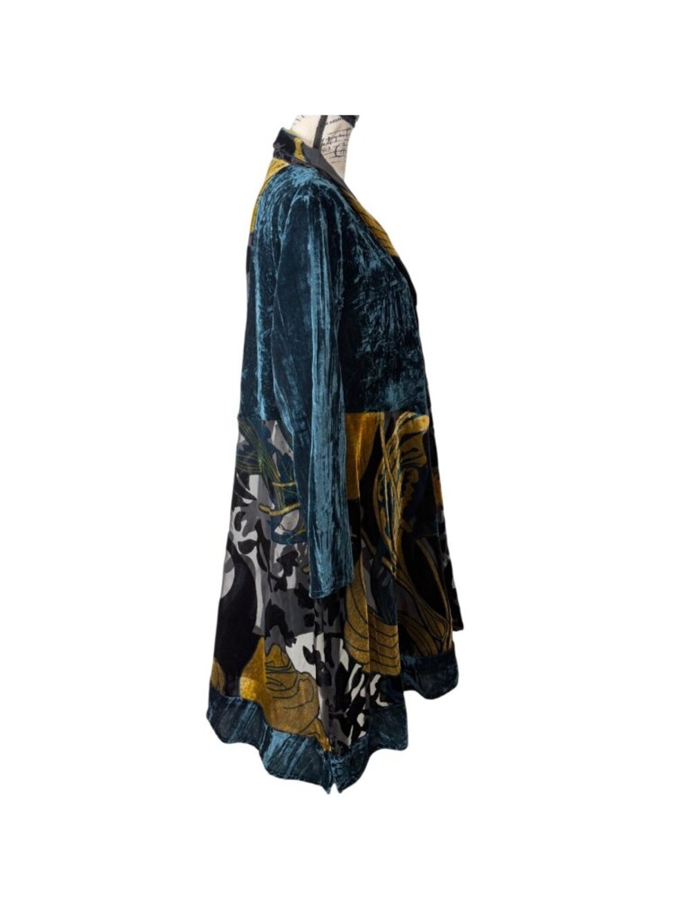 Chicos Womens Size L Travelers Floral Burnout Kimono Jacket Teal Shadow NEW - Picture 4 of 9